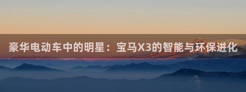新宝gg登:豪华电动车中的明星:宝马X3的智能与环保进化